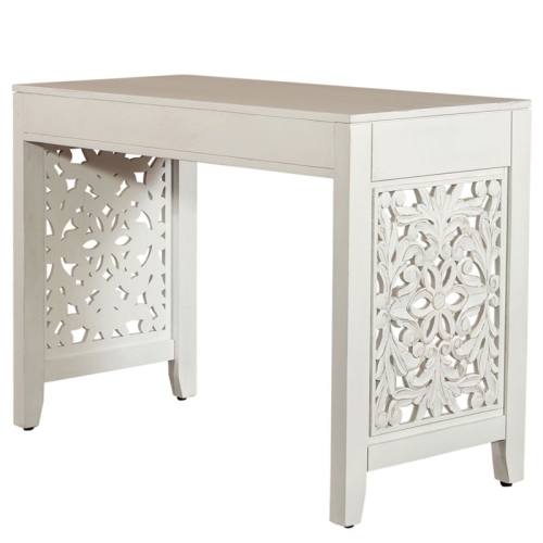 Pemberly Row Transitional Wood Accent Writing Desk in White