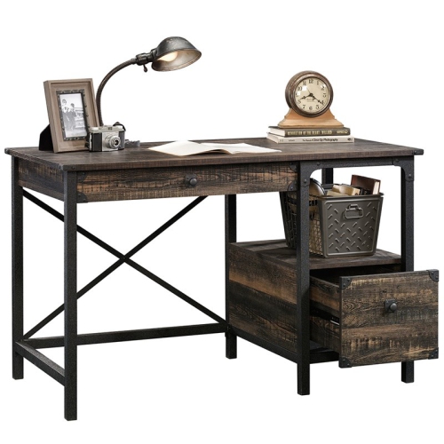 Pemberly Row Writing Desk in Carbon Oak and Black