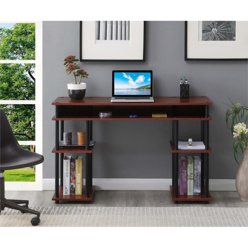 Designs2Go No-tools Student Desk in Cherry Wood Finish and Black Poles