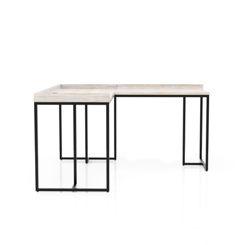 Furniture of America Timor Modern Wood Corner Computer Desk with USB in Gray