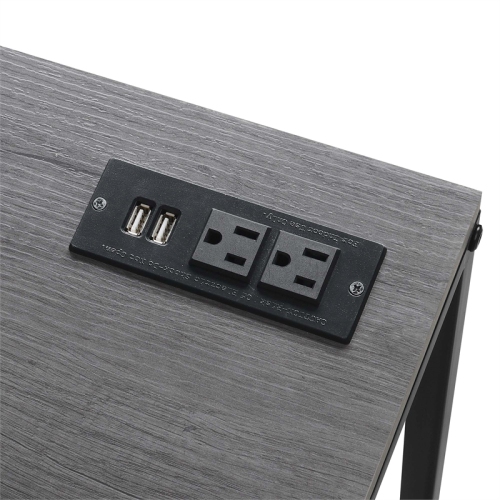 Designs2Go Office Workstation with Charging Station and Shelves in Gray Wood