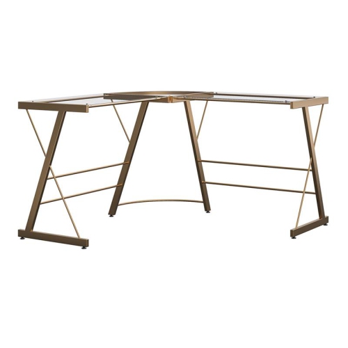 Glass and gold l deals shaped desk