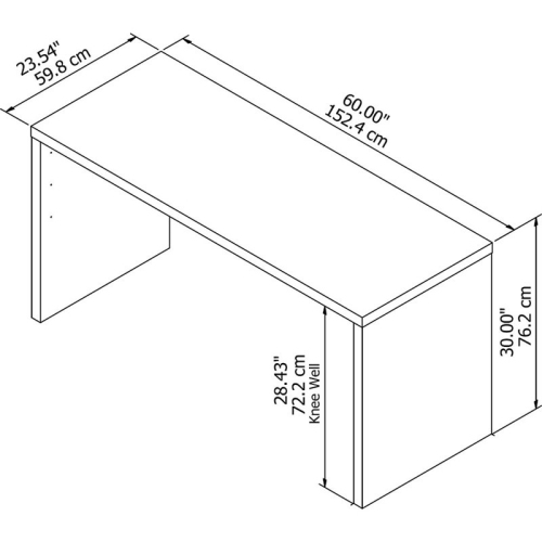 Echo 60W Credenza Desk in Pure White - Engineered Wood