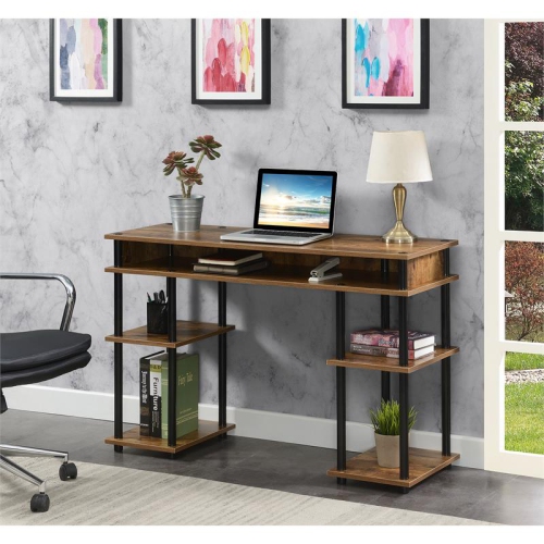 Designs2Go No-Tools Student Desk with Shelves in Nutmeg Wood Finish