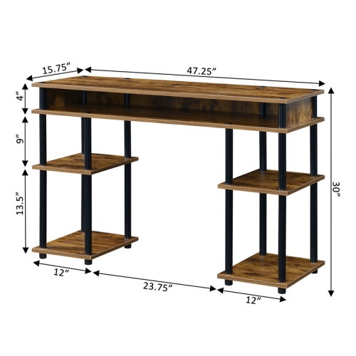 Designs2Go No-Tools Student Desk with Shelves in Nutmeg Wood Finish