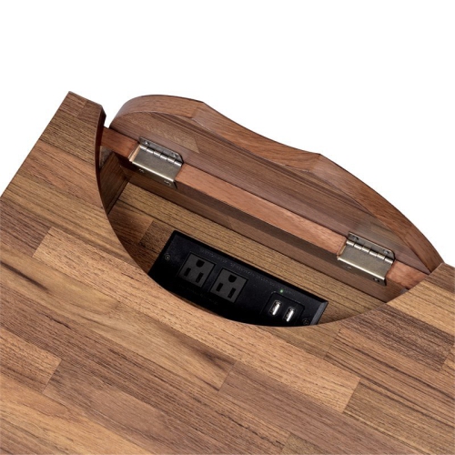 Bowery Hill Modern Wood 3-Drawer Writing Desk with USB in Oak and Black