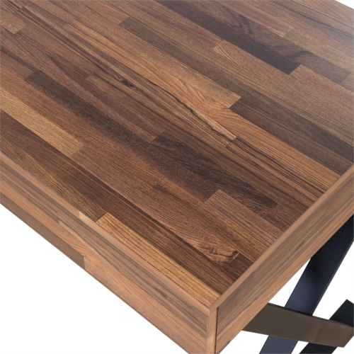 Bowery Hill Modern Wood 3-Drawer Writing Desk with USB in Oak and Black