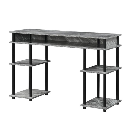 CONVENIENCE CONCEPTS  Designs2Go No-Tools Student Desk With Shelves In Faux Marble Wood Finish In Gray