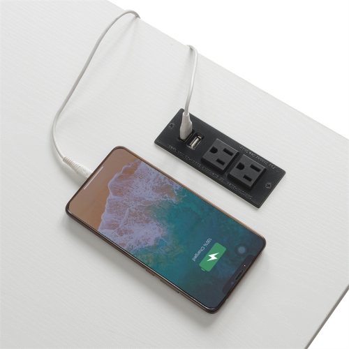 Designs2Go Trestle Desk with Charging Station in White Wood Finish