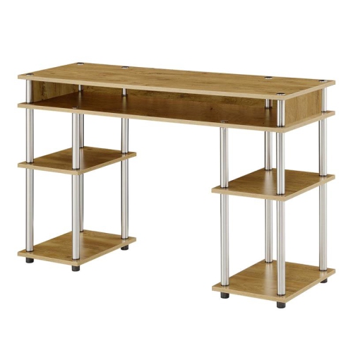 CONVENIENCE CONCEPTS  Designs2Go No Tools Student Desk With Shelves In Light Oak Wood Finish
