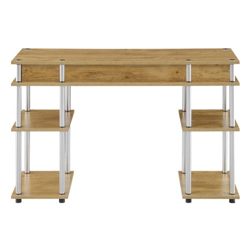 Designs2Go No Tools Student Desk with Shelves in Light Oak Wood Finish