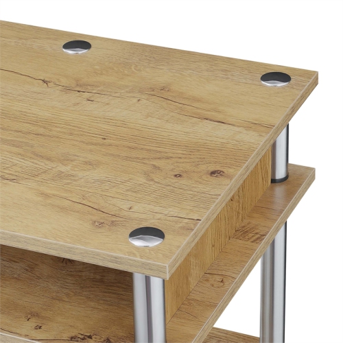 Designs2Go No Tools Student Desk with Shelves in Light Oak Wood Finish