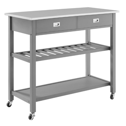 CROSLEY FURNITURE  Chloe Stainless Steel Top Kitchen Cart In In Gray