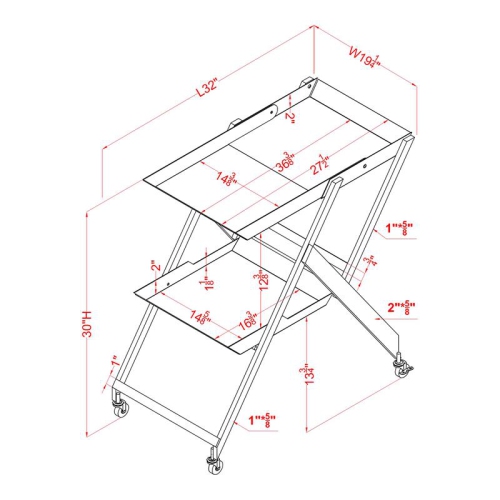 Furniture of America Prescotty Contemporary Metal Foldable Serving Cart in White