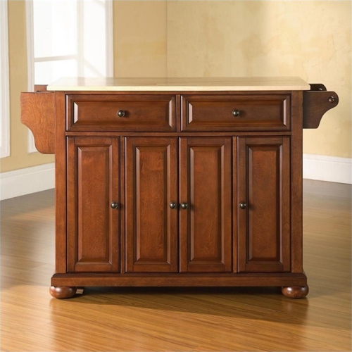 Pemberly Row Wood Top Kitchen Island in Classic Cherry