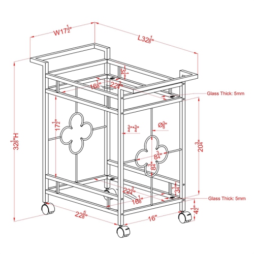 Furniture of America Olema Contemporary Metal 2-Shelf Serving Cart in Chrome