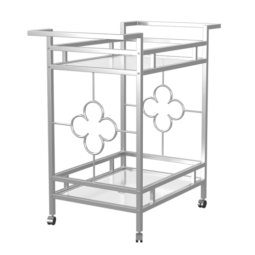 Furniture of America Olema Contemporary Metal 2-Shelf Serving Cart in Chrome
