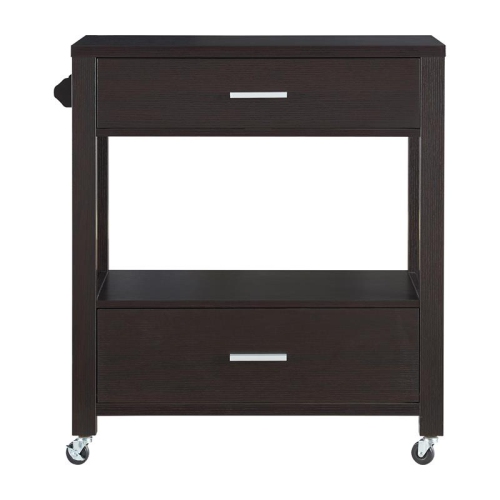 FURNITURE OF AMERICA  Arton Contemporary Wood 2-Drawer Kitchen Cart In Cappuccino