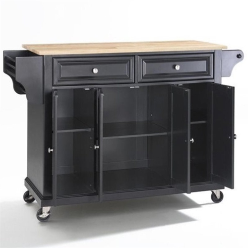 CROSLEY FURNITURE  Natural Wood Top Kitchen Cart In In Black
