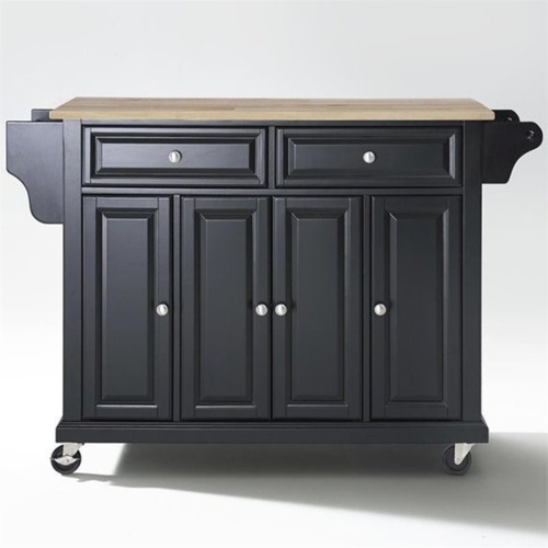 Crosley Natural Wood Top Kitchen Cart in Black