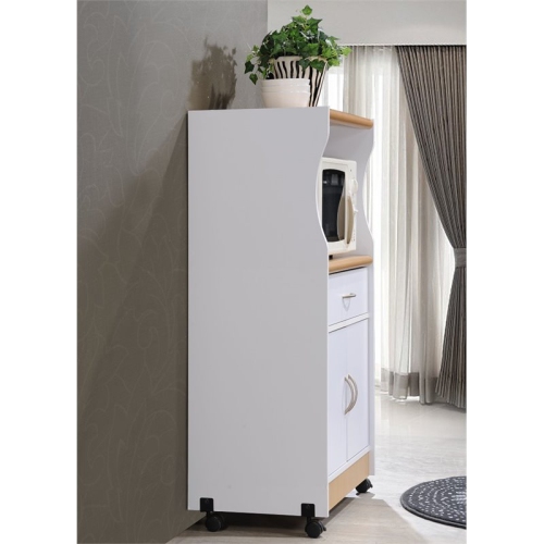 Pemberly Row Microwave Kitchen Cart in White
