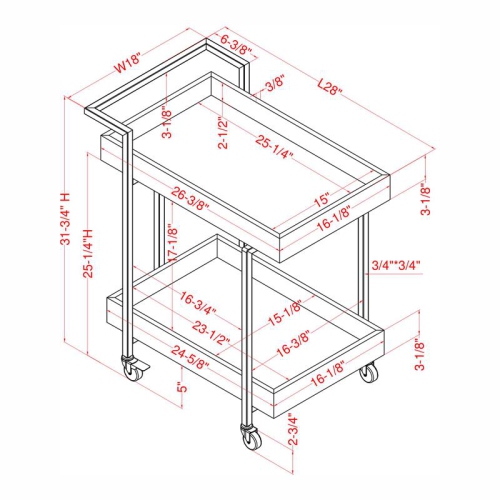 Furniture of America Lackomb Contemporary Wood Serving Cart in Antique Blue
