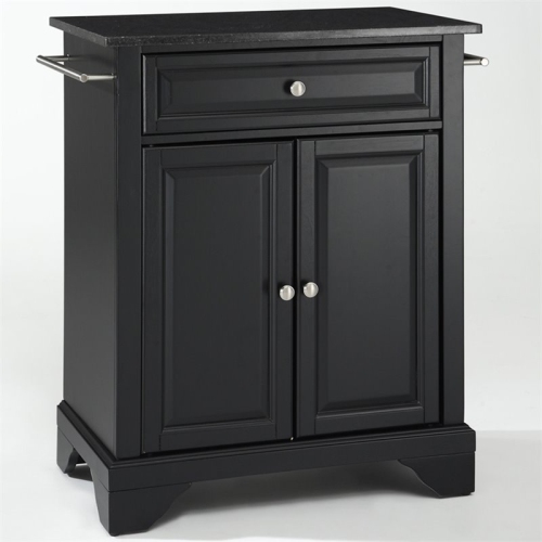 CROSLEY FURNITURE  Lafayette Granite Top Portable Kitchen Island In In Black