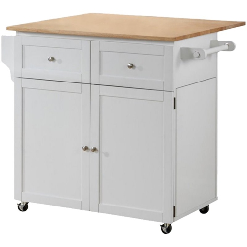 BOWERY HILL  Kitchen Cart With Drop Leaf In Natural Brown And In White