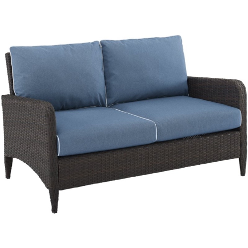 CROSLEY FURNITURE  Kiawah Outdoor Wicker Loveseat In In Blue