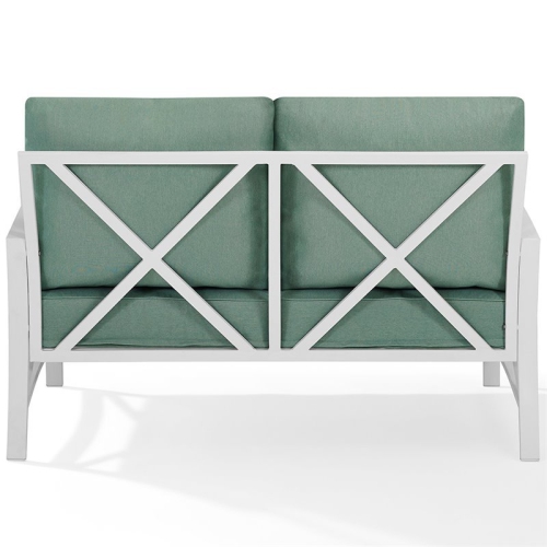 Crosley Kaplan Patio Loveseat in Mist and White