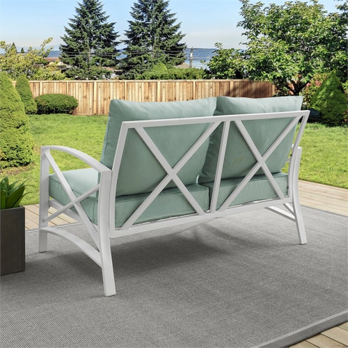 Crosley Kaplan Patio Loveseat in Mist and White