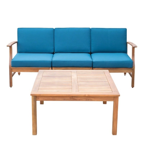 NOBLE HOUSE  Perla 4 Piece Outdoor Acacia Wood Sofa Set In Blue