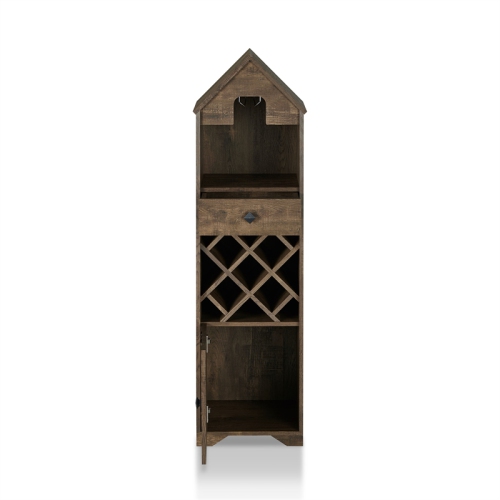 Furniture of America Cruz Rustic Wood 5-Bottle Wine Rack in Reclaimed Oak