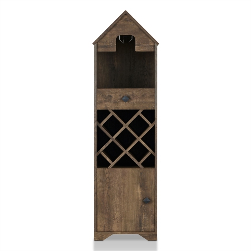 Furniture of America Cruz Rustic Wood 5-Bottle Wine Rack in Reclaimed Oak