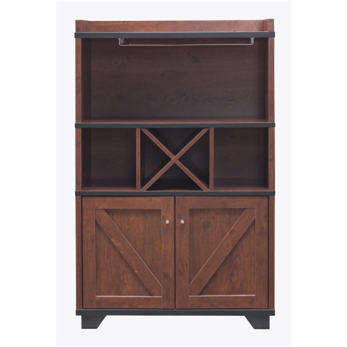 BOWERY HILL  Farmhouse Wood 4-Bottle Wine Rack In Vintage Walnut