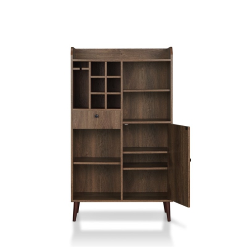 Bowery Hill Wood Multi-Storage Wine Rack in Distressed Walnut