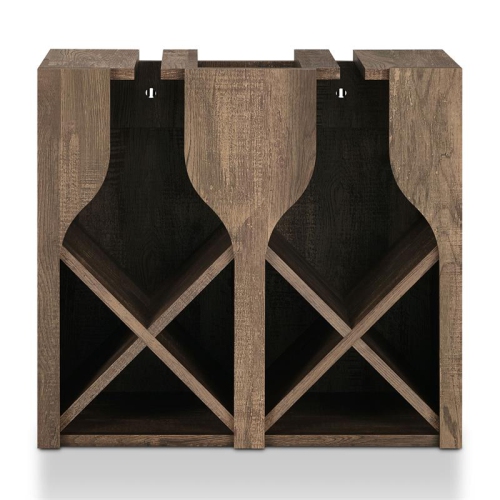 Furniture of America Sacha Wood 8-Bottle Hanging Wine Rack in Reclaimed Oak