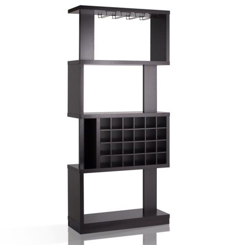 Furniture of America Burle Transitional Wood Standing Wine Cabinet in Cappuccino