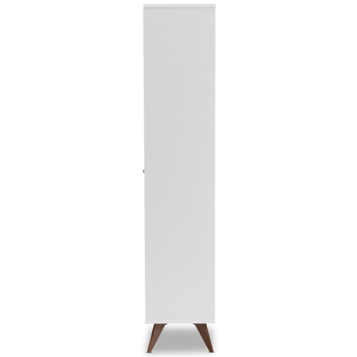Bowery Hill Mid-Century Wood Wine Cabinet in White and Walnut