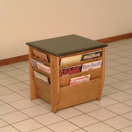 Pemberly Row End Table with Magazine Pockets in Medium Oak