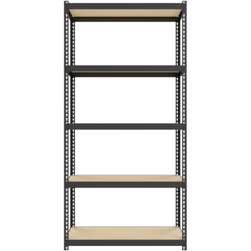 Space Solutions 1000 Riveted Metal Shelving 5-Shelf Unit 12D x 30W x 60H Black