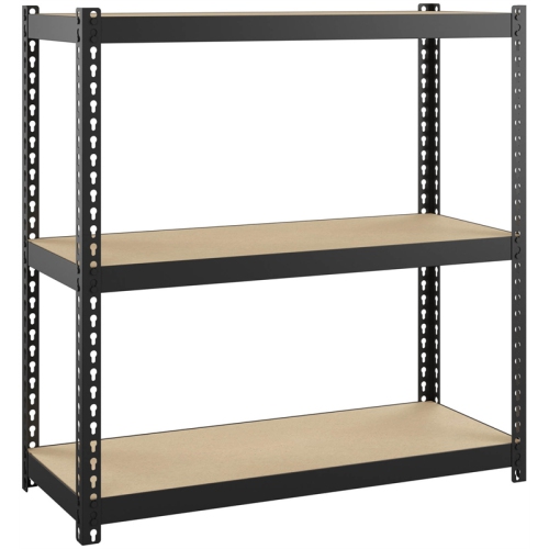 Space Solutions 1000 Riveted Metal Shelving 3-Shelf Unit 12D x 30W x 30H Black