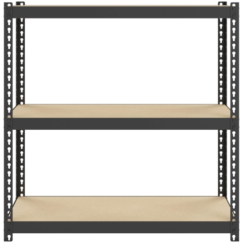 Space Solutions 1000 Riveted Metal Shelving 3-Shelf Unit 12D x 30W x 30H Black