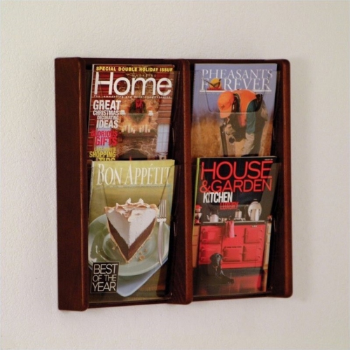 Pemberly Row 4 Pocket Acrylic and Oak Wall Display in Mahogany