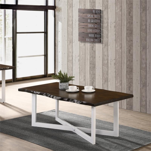 Furniture of America Baletto Contemporary Wood Coffee Table in Oak and White