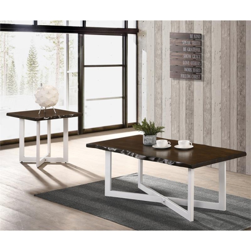 Furniture of America Baletto Contemporary Wood Coffee Table in Oak and White