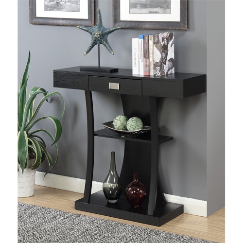 Convenience Concepts Newport Harri Console Table in Black Wood Finish