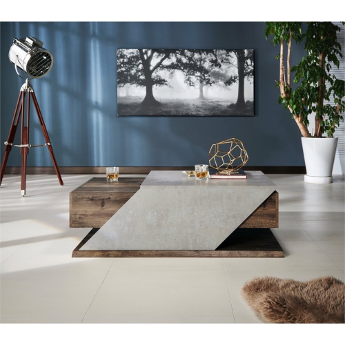 Bowery Hill Modern Wood Coffee Table in Reclaimed Oak