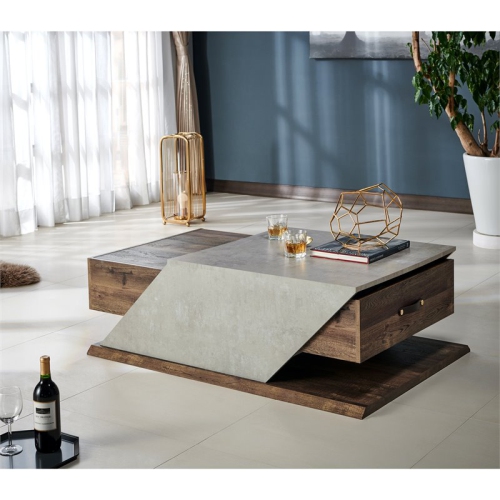Bowery Hill Modern Wood Coffee Table in Reclaimed Oak