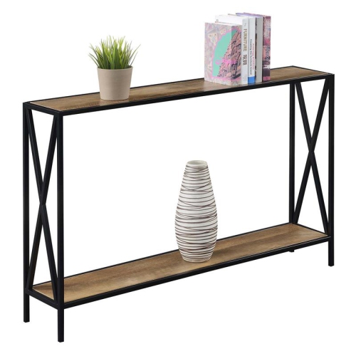 CONVENIENCE CONCEPTS  Tucson Console Table With Shelf In Nutmeg Wood Finish And Metal Frame In Black